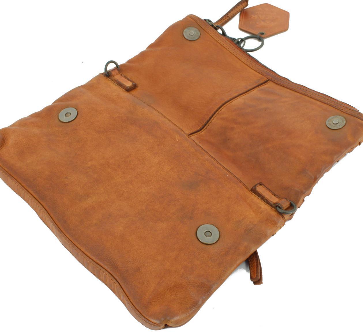 Bear Bags New Woven Cognac Clutch Vintage braun Weboptik