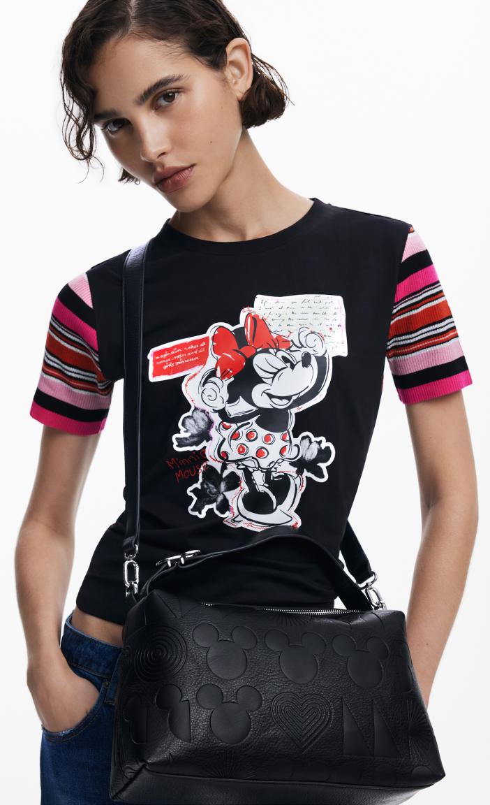 Bergamo Schultertasche Desigual crossover Mickey schwarz Prägung