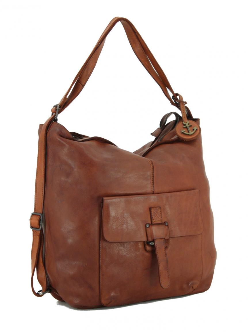 Beuteltasche Harbour 2nd Fabienne Cognac Leder braun Vintage - Bags & more
