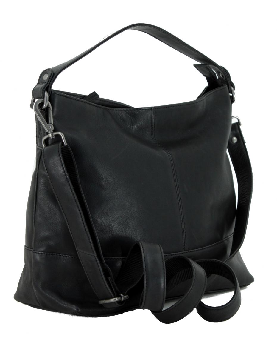Beuteltasche The Hunting People Schwarz Leder Ruby Black Bags More Beuteltasche