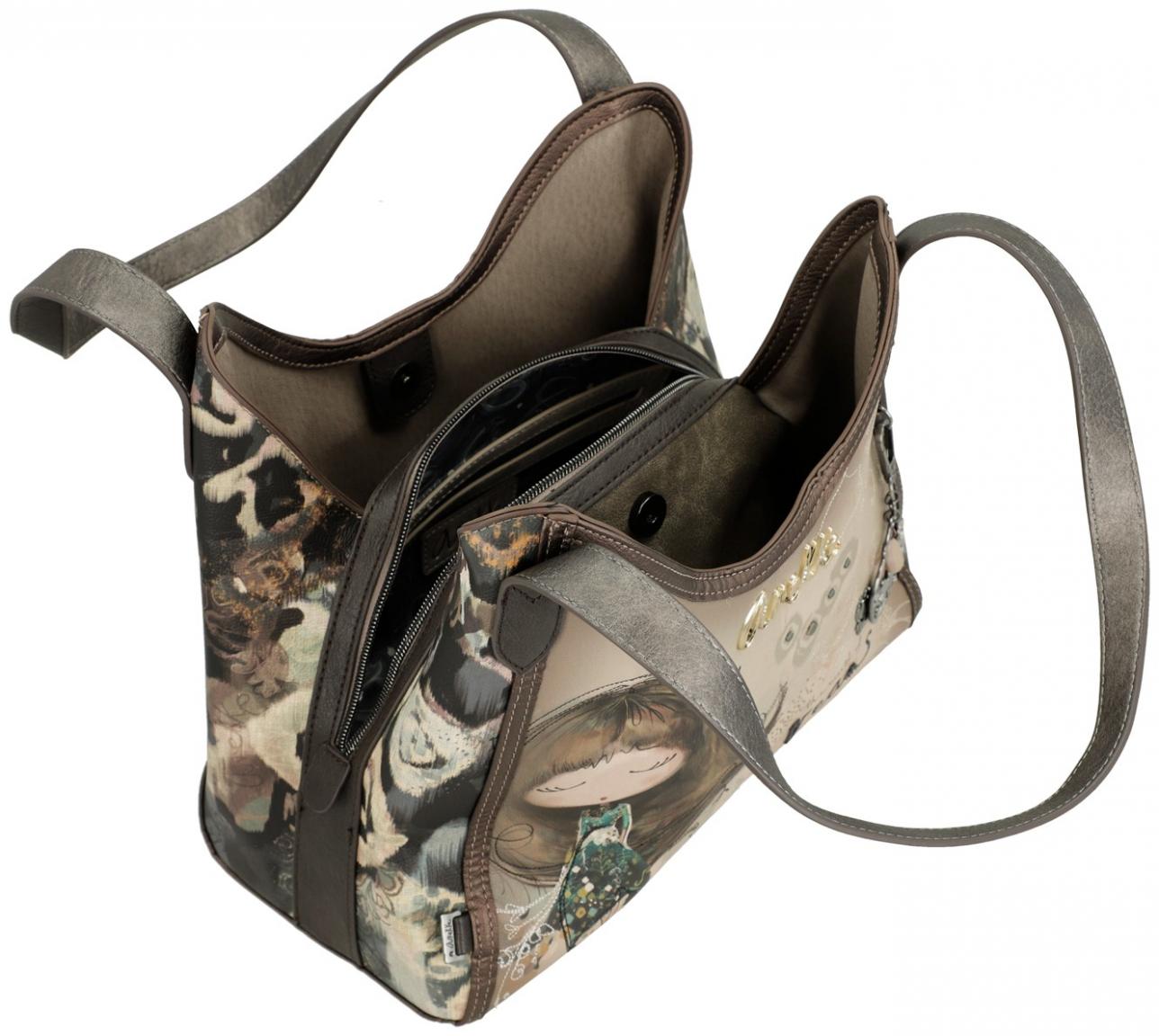 Beuteltasche Anekke Real Comicprint beige metallic Glitzer
