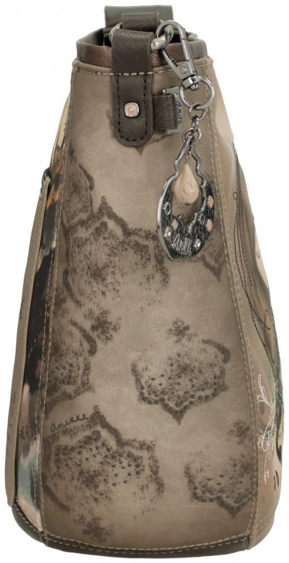 Beuteltasche Anekke Real taupe bunt bestickt Glitzer