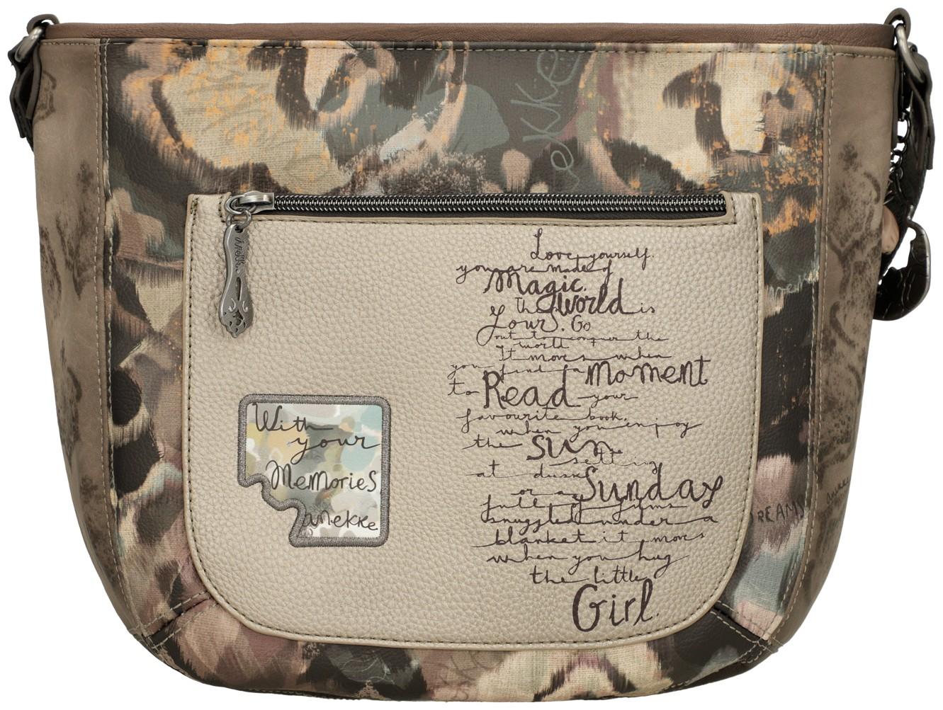 Beuteltasche Anekke Real taupe bunt bestickt Glitzer