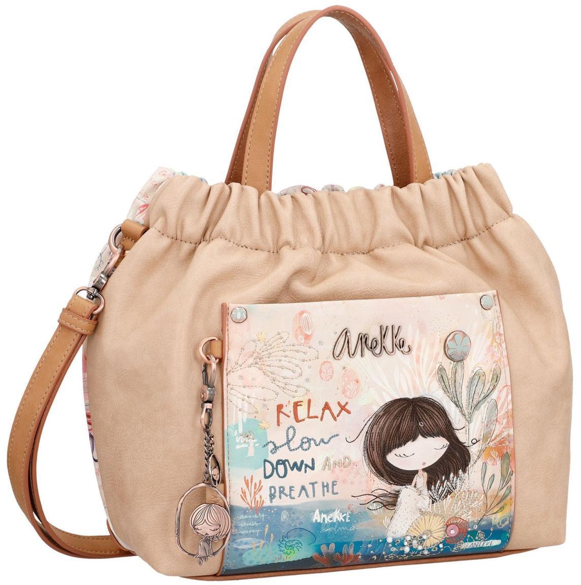 Beuteltasche Beige Bunt Anekke Mediterranean Raffung