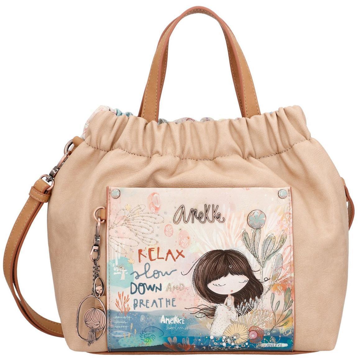 Beuteltasche Beige Bunt Anekke Mediterranean Raffung