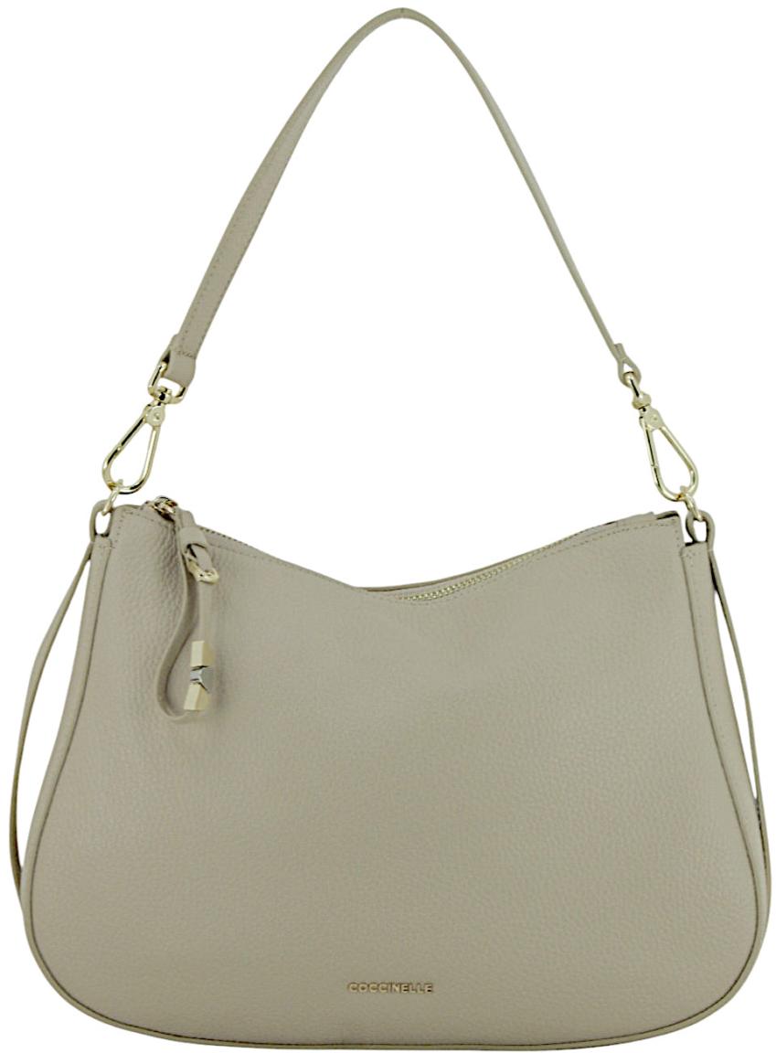 Beuteltasche Coccinelle Nory Echtleder beige Medium Sandshell