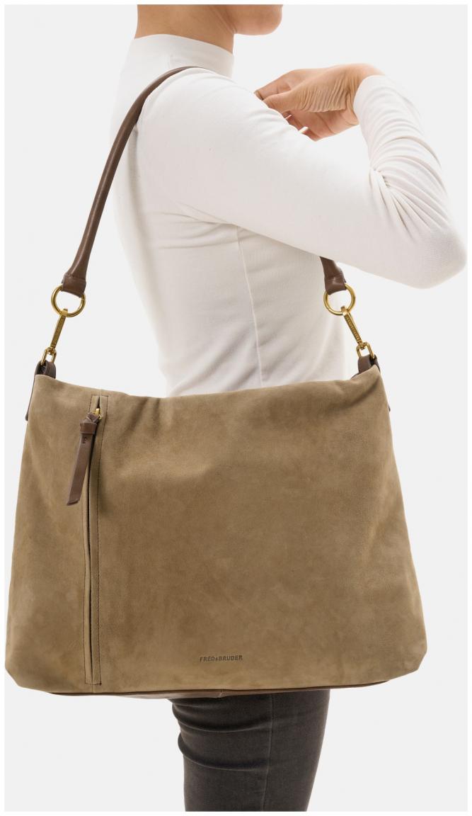 Beuteltasche FREDsBRUDER Beyond Hobo Velours Toffee Wechselriemen