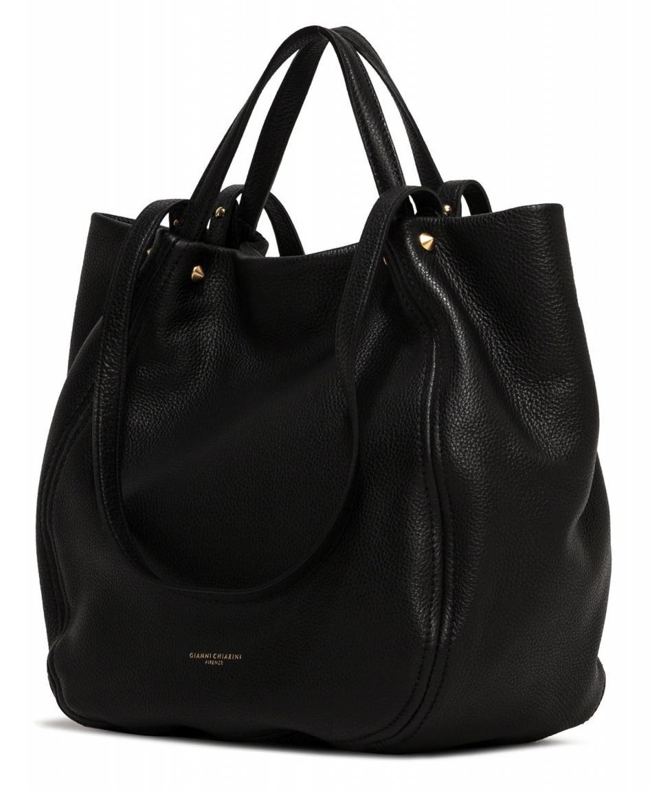 Beuteltasche Leder Gianni Chiarini Tulip Nero schwarz Nietenapplikation