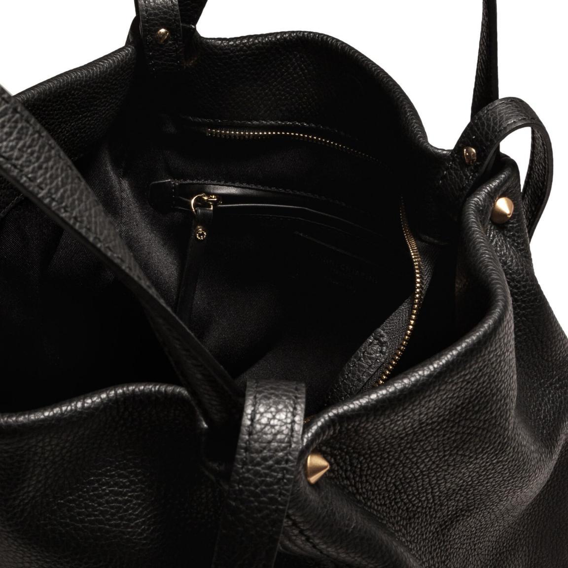 Beuteltasche Leder Gianni Chiarini Tulip Nero schwarz Nietenapplikation