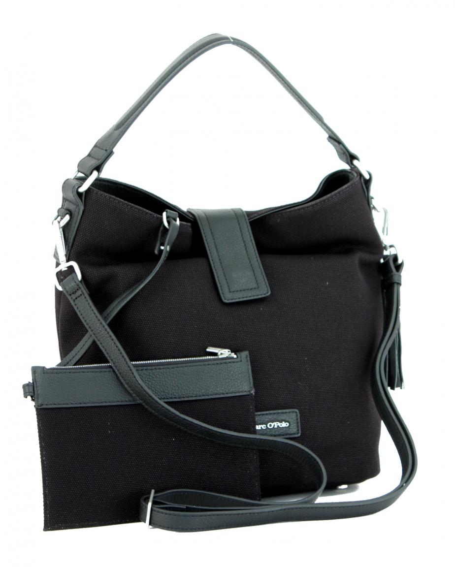Beuteltasche Ruby Marc OPolo Baumwolle Leder schwarz