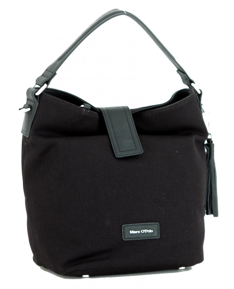 Beuteltasche Ruby Marc OPolo Baumwolle Leder schwarz