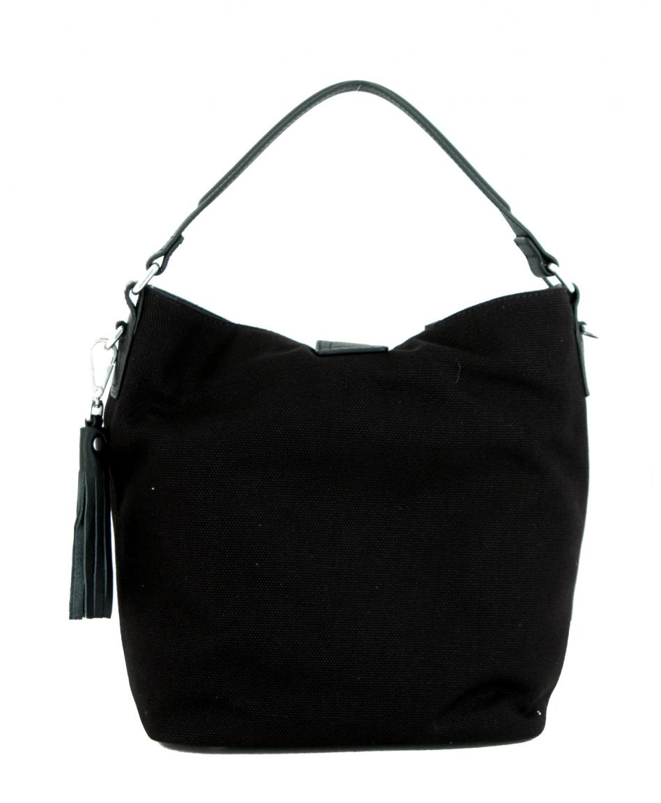 Beuteltasche Ruby Marc OPolo Baumwolle Leder schwarz