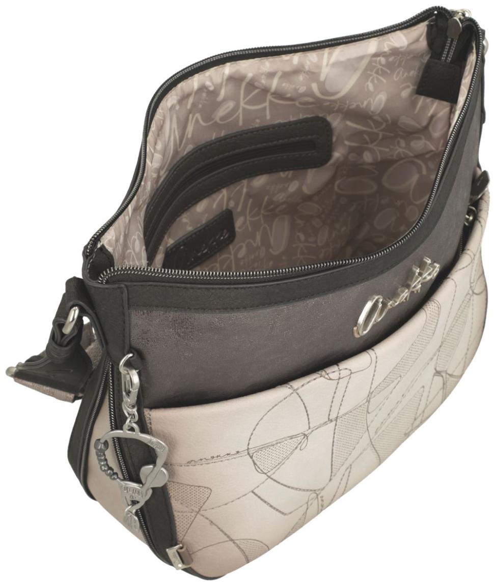 Beuteltasche beige braun Anekke Sophia Auralis Ziernähte