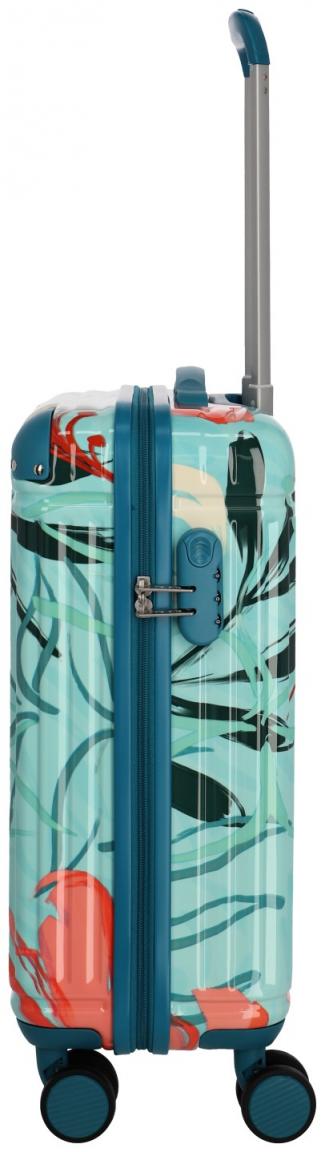 Bordkoffer mit Blumenprint türkis rosa 4w Trolley S 55cm Travelite Cruise 