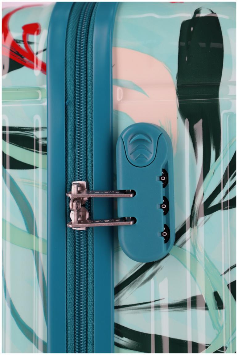 Bordkoffer mit Blumenprint türkis rosa 4w Trolley S 55cm Travelite Cruise 