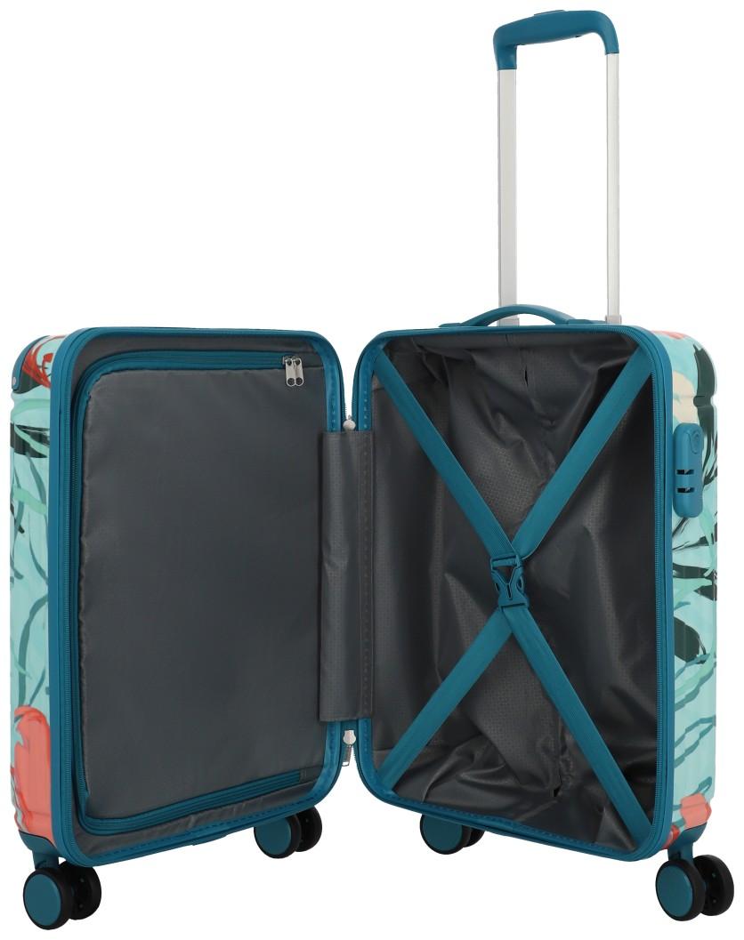 Bordkoffer mit Blumenprint türkis rosa 4w Trolley S 55cm Travelite Cruise 