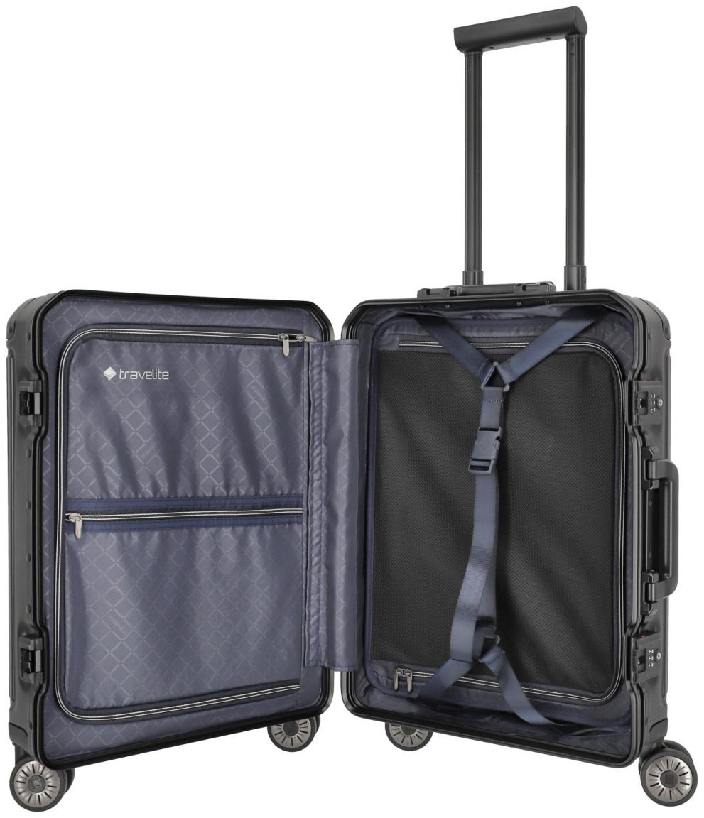 Bordtrolley Aluminium Travelite Next Trolley S 55cm Vortasche schwarz