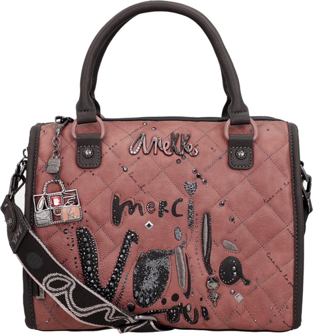 Bowlingtasche altrosa schwarz Steppnähte Glitzer Anekke Mademoiselle Parisian