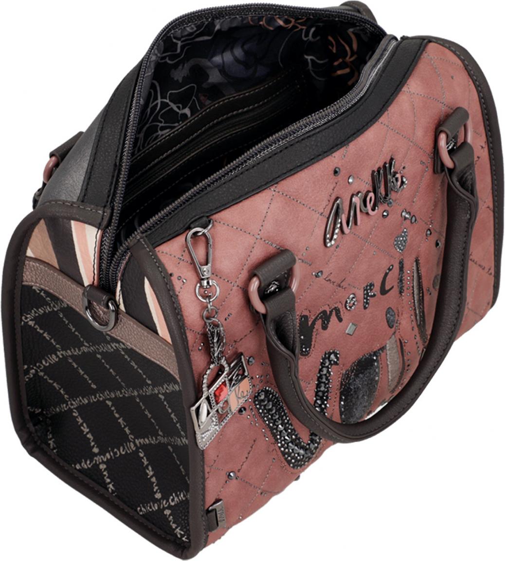 Bowlingtasche altrosa schwarz Steppnähte Glitzer Anekke Mademoiselle Parisian