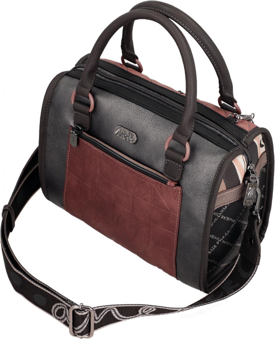 Bowlingtasche altrosa schwarz Steppnähte Glitzer Anekke Mademoiselle Parisian