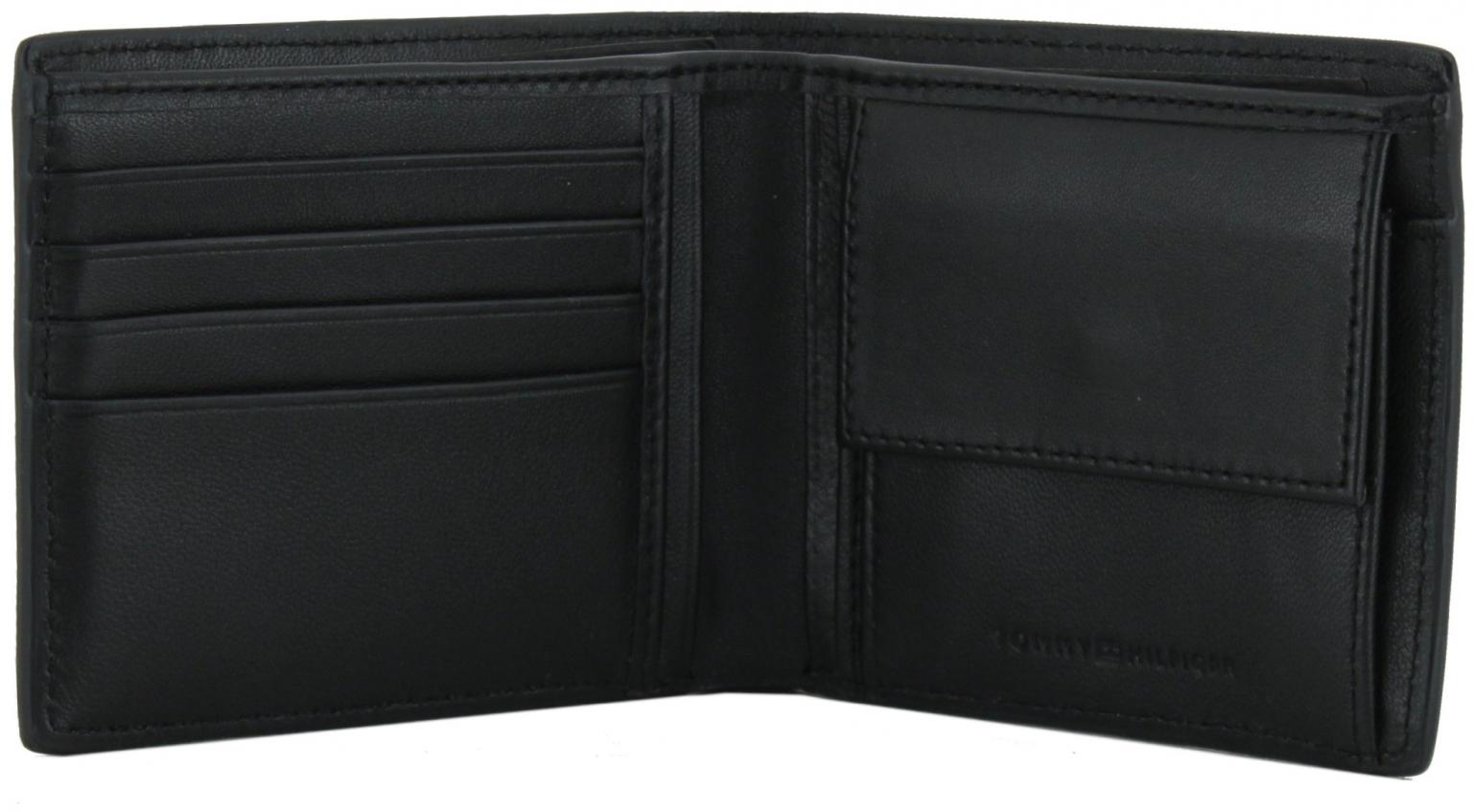 Brieftasche Premium Leder Tommy Hilfiger Bifold Schwarz RFID