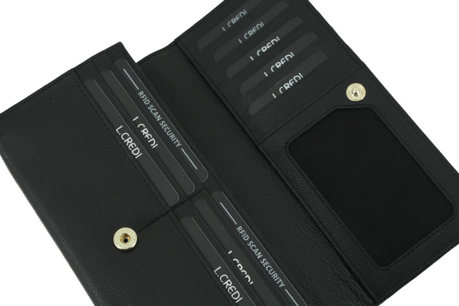 Brieftasche RFID Schutz Überschlag Evelyn Schwarz L.Credi