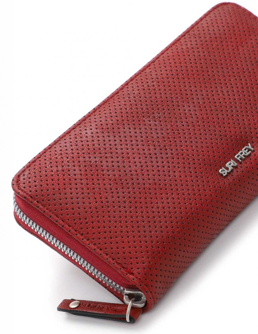 Brieftasche Suri Frey Nicky darkred Lochmuster vegan