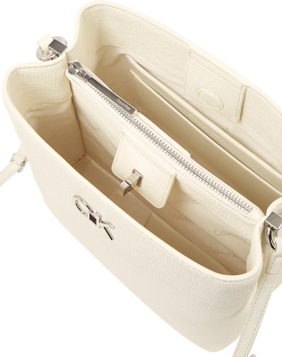 Bucket Bag Calvin Klein Schultertasche Chalk strukturiert