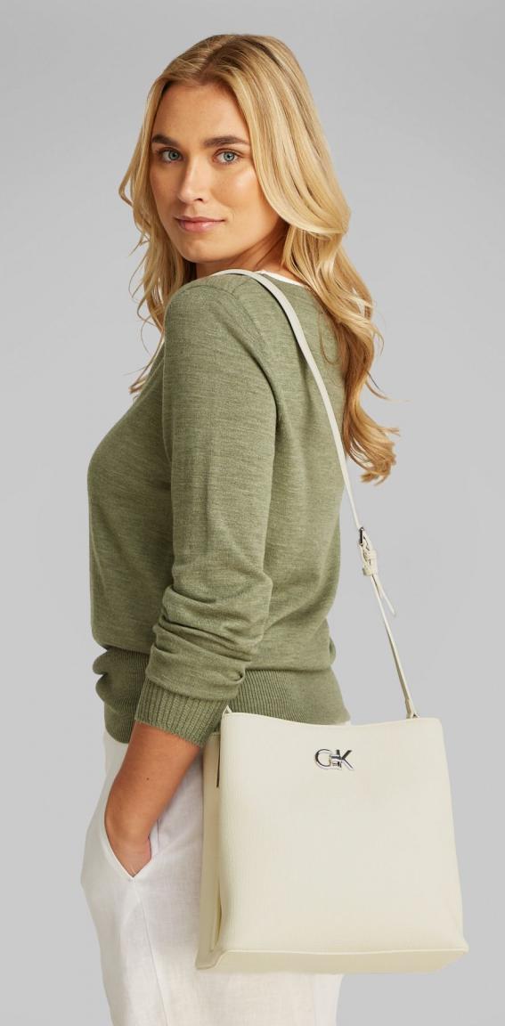 Bucket Bag Calvin Klein Schultertasche Chalk strukturiert