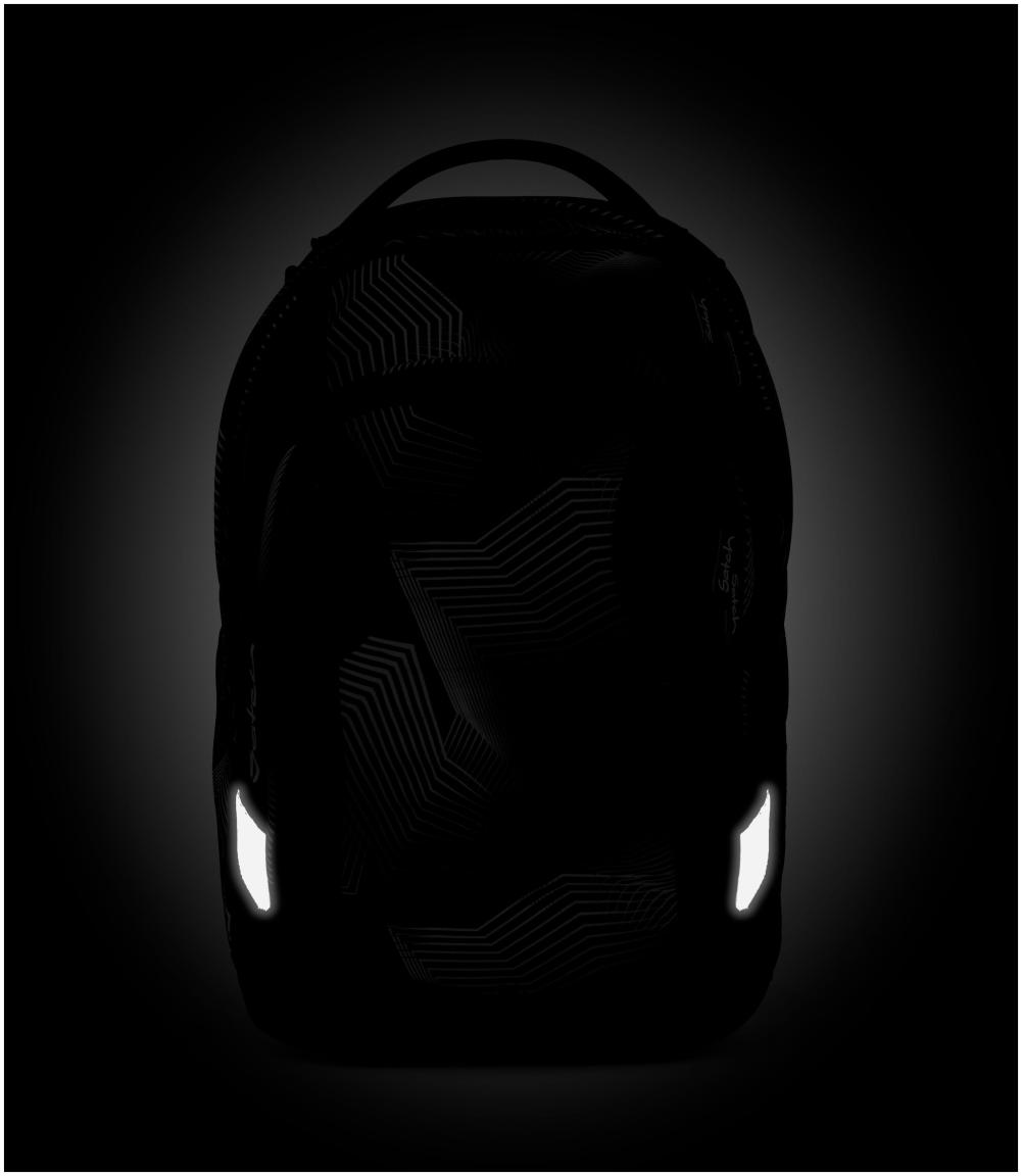 Bücherrucksack schwarz grün Print Satch match Plus Seismic Green