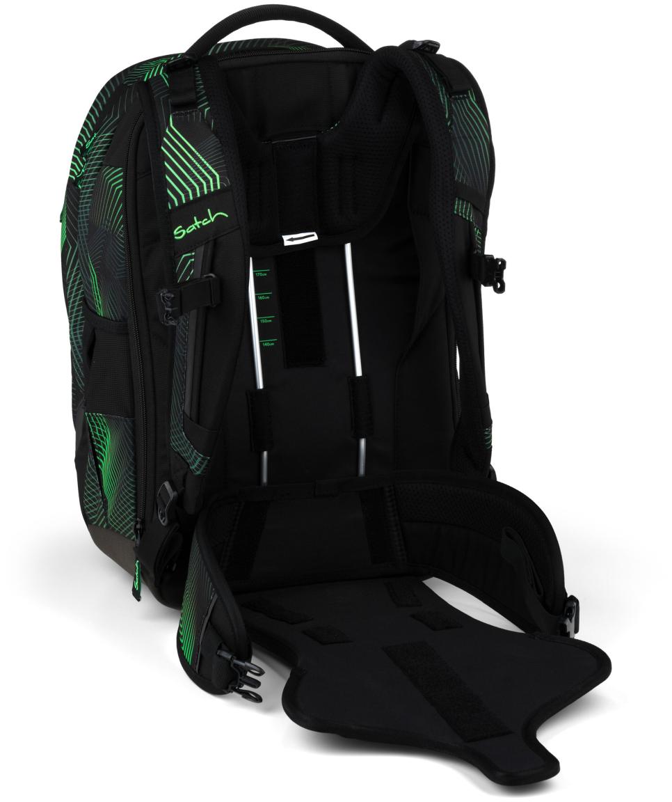 Bücherrucksack schwarz grün Print Satch match Plus Seismic Green