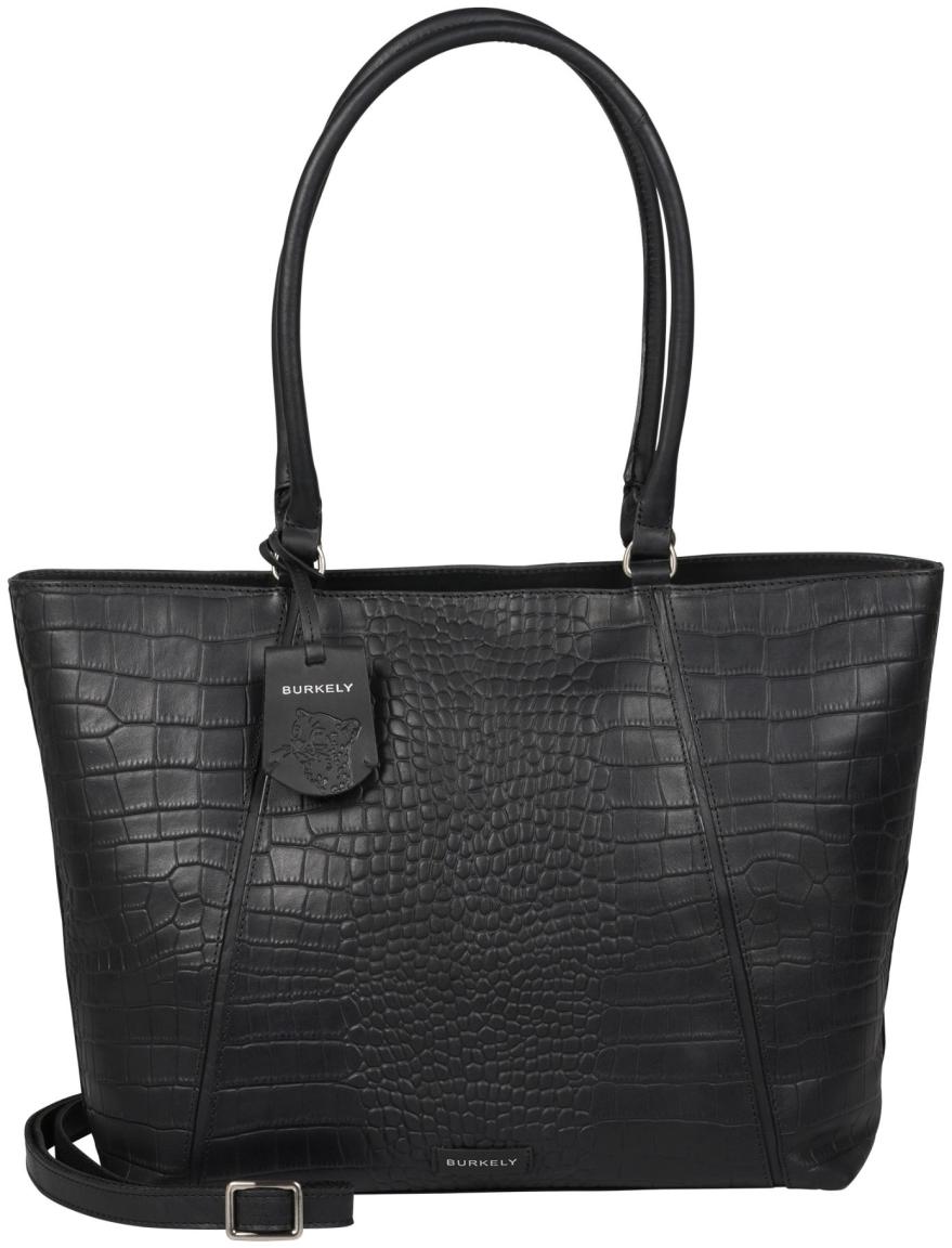Burkely Cool Clobie Businesstasche Damen Leder Croco Schwarz