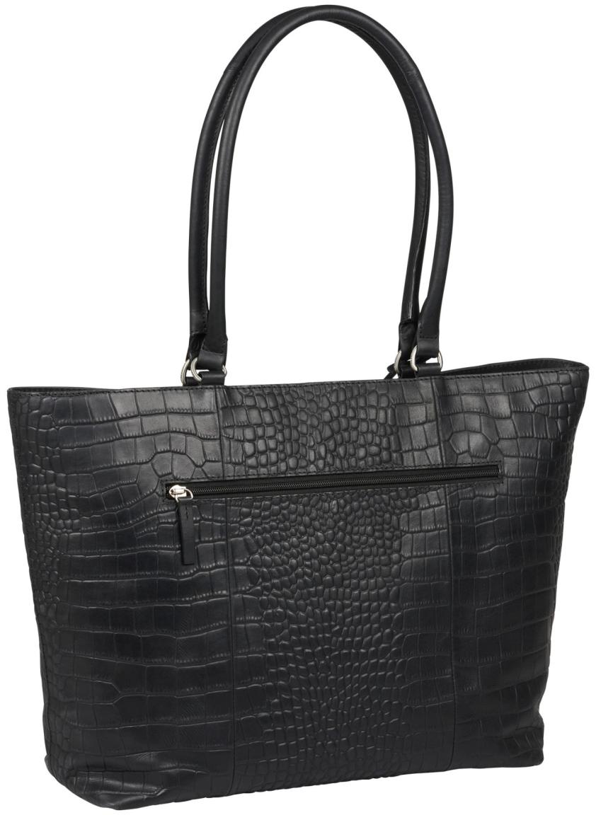 Burkely Cool Clobie Businesstasche Damen Leder Croco Schwarz
