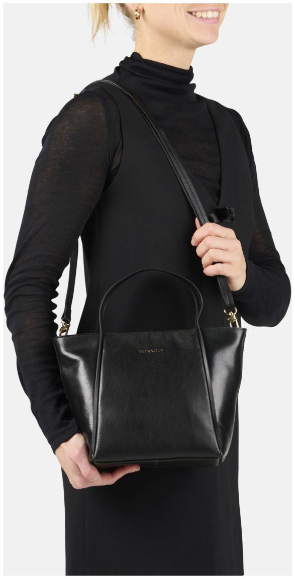 Burkely Fine Florence Mini Kurzgrifftasche Leder Schwarz