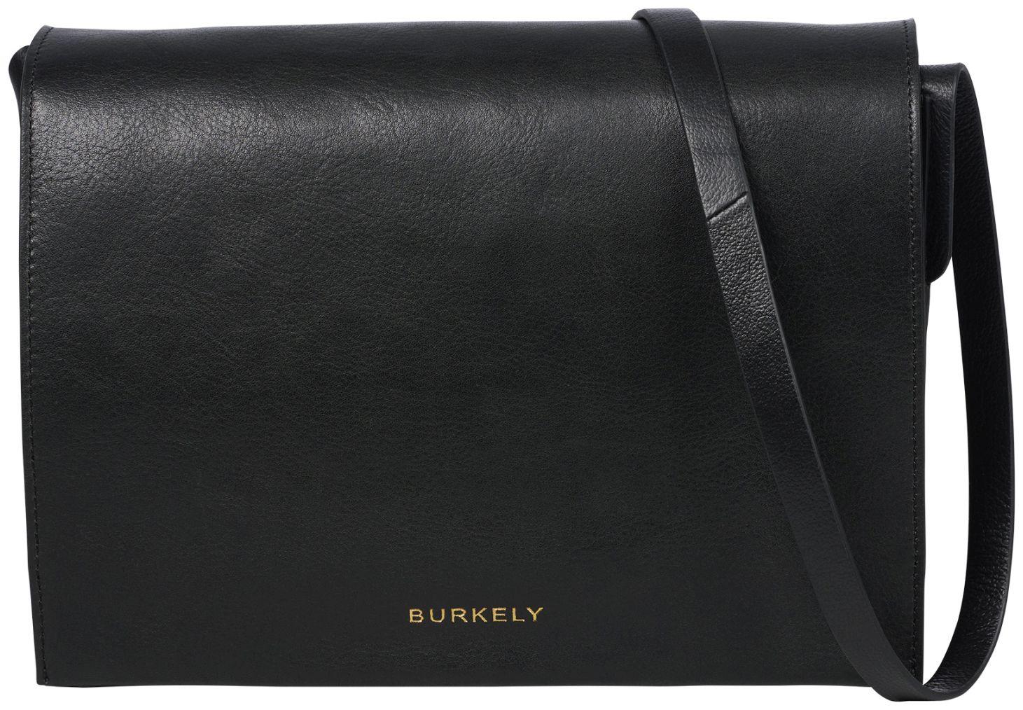 Burkely Fine Florence Überschlagtasche Damen Schwarz Vintage Leder
