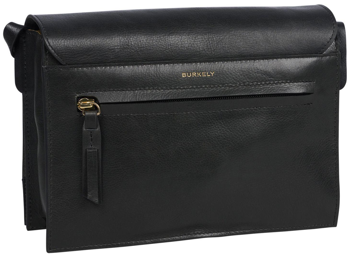 Burkely Fine Florence Überschlagtasche Damen Schwarz Vintage Leder