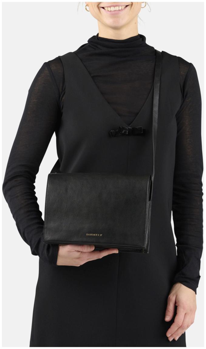 Burkely Fine Florence Überschlagtasche Damen Schwarz Vintage Leder
