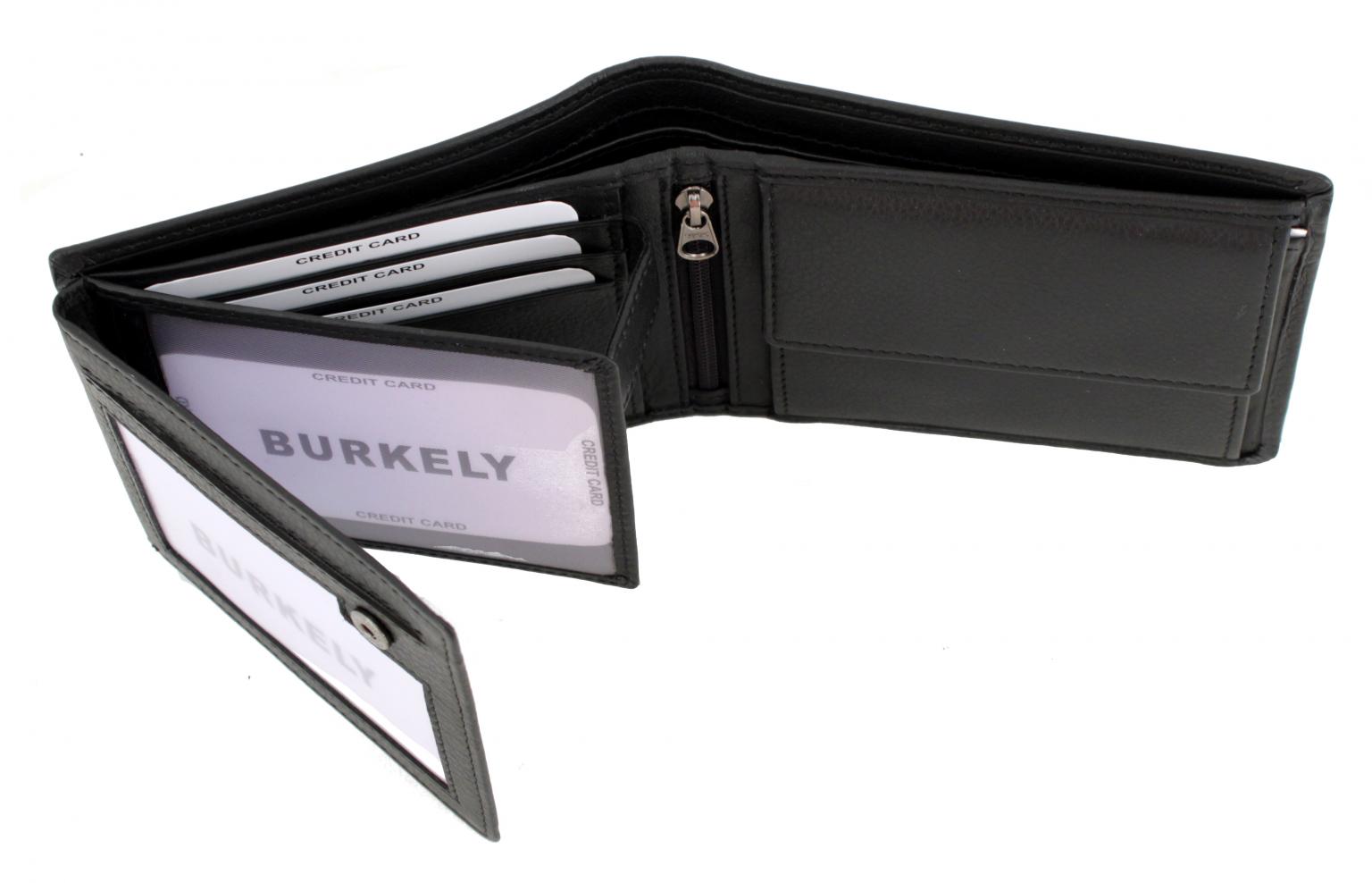 Burkely Herrenbörse Leder quer viele Fächer schwarz