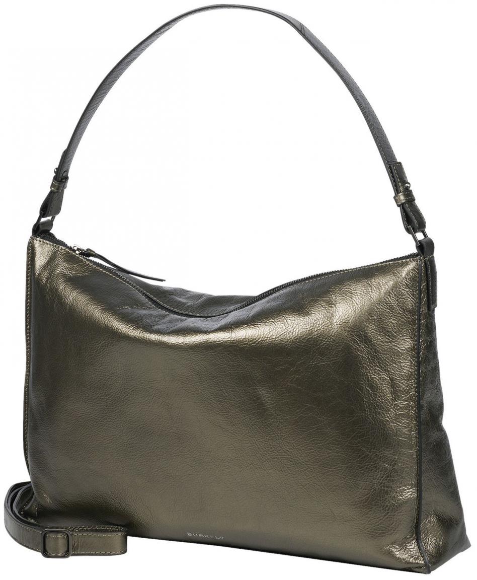 Burkely Ledertasche Gun Metal Creased Crystal Wide Hobo