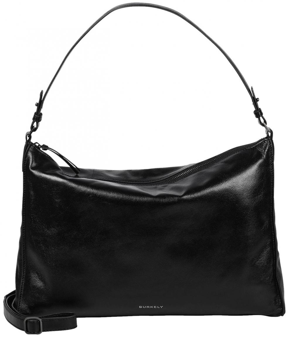 Burkely Wide Hobobag Creased Crystal Black pigmentiertes Leder