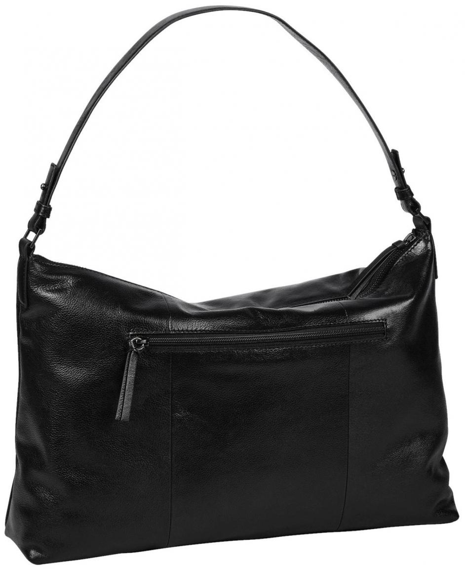 Burkely Wide Hobobag Creased Crystal Black pigmentiertes Leder