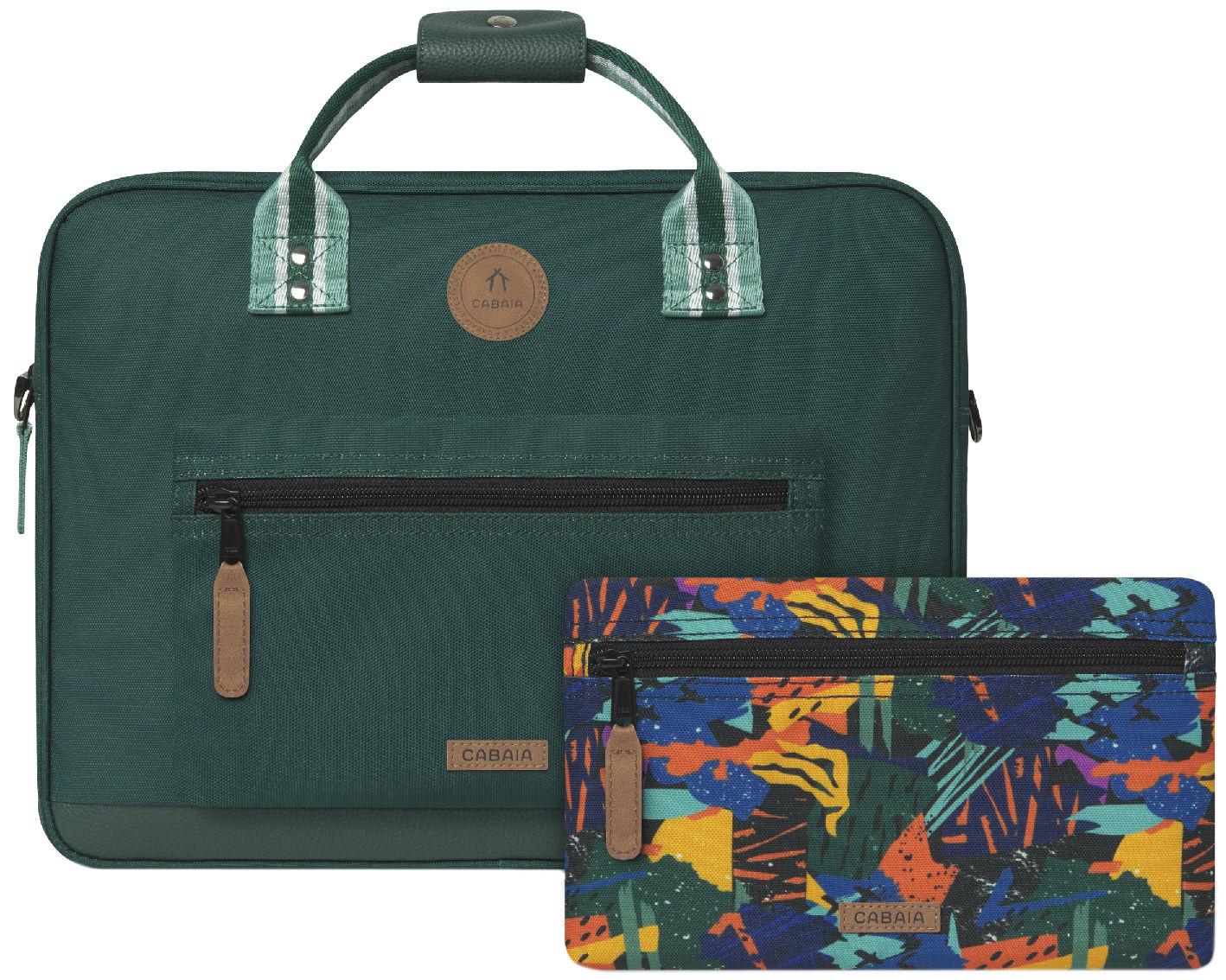 Businesstasche Cabaia Lima dunkelgrün Messenger bunt Wechselpoch nachhaltig