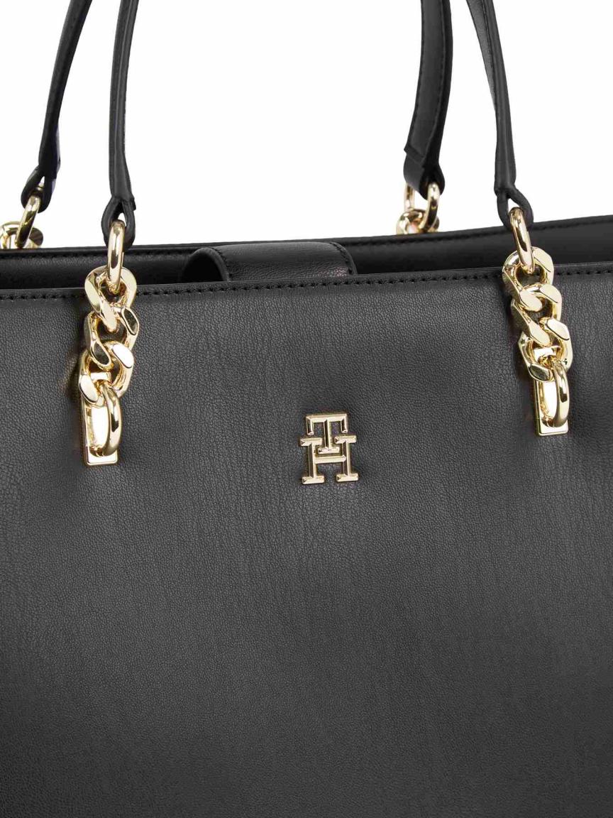 Businesstasche Tommy Hilfiger TH Refined Workbag goldfarbene Kette großes Reißverschlussfach