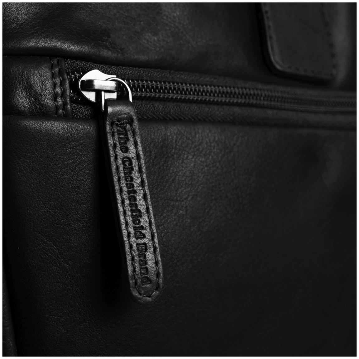 Businesstasche schwarz The Chesterfield Brand Seth Black gewachstes Leder