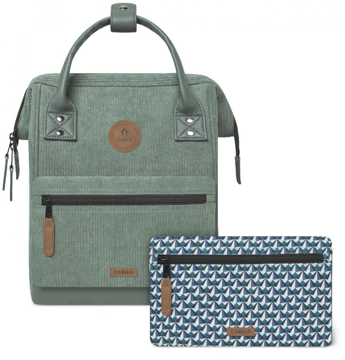 Cabaia Citybackpack samtig Niagara grün Cord Adventurer Small
