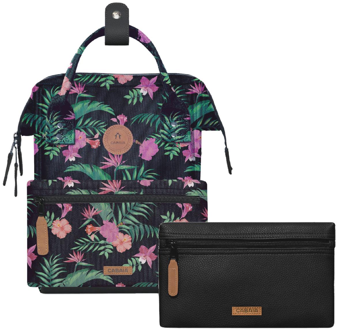 Cabaia Mädchenrucksack Hibiskus schwarz Small Valladolid bunt