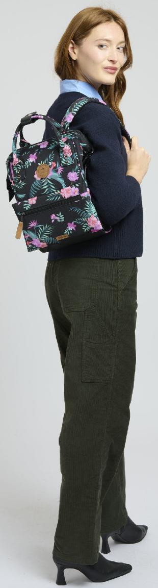 Cabaia Mädchenrucksack Hibiskus schwarz Small Valladolid bunt