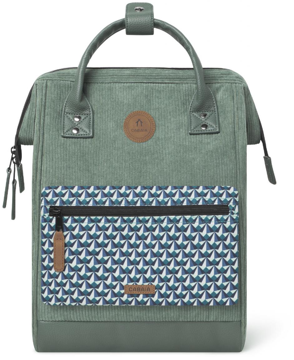 Cabaia Niagara grüner Cordsamt Tagesrucksack samtig Wechselpouch Medium
