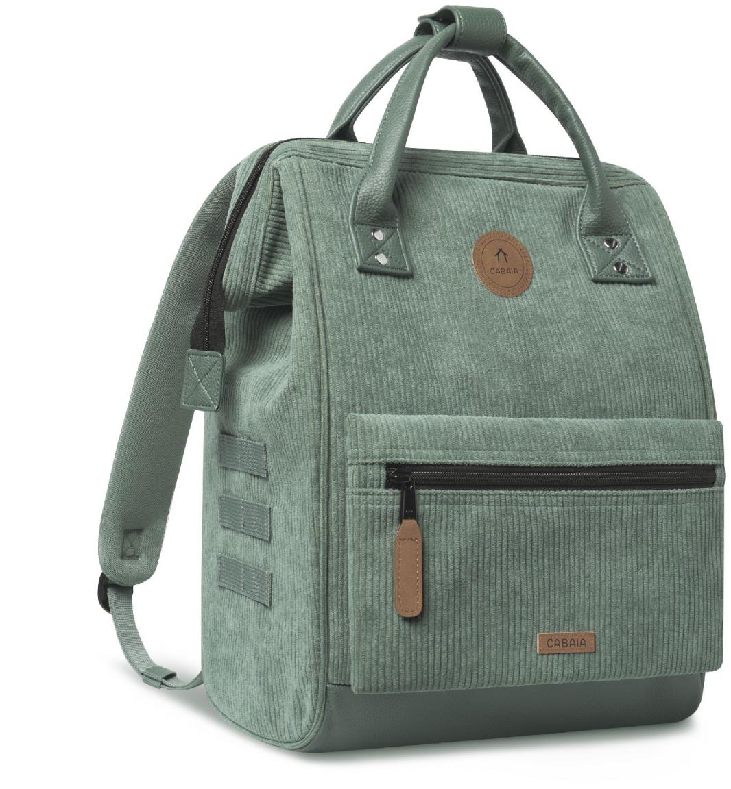 Cabaia Niagara grüner Cordsamt Tagesrucksack samtig Wechselpouch Medium