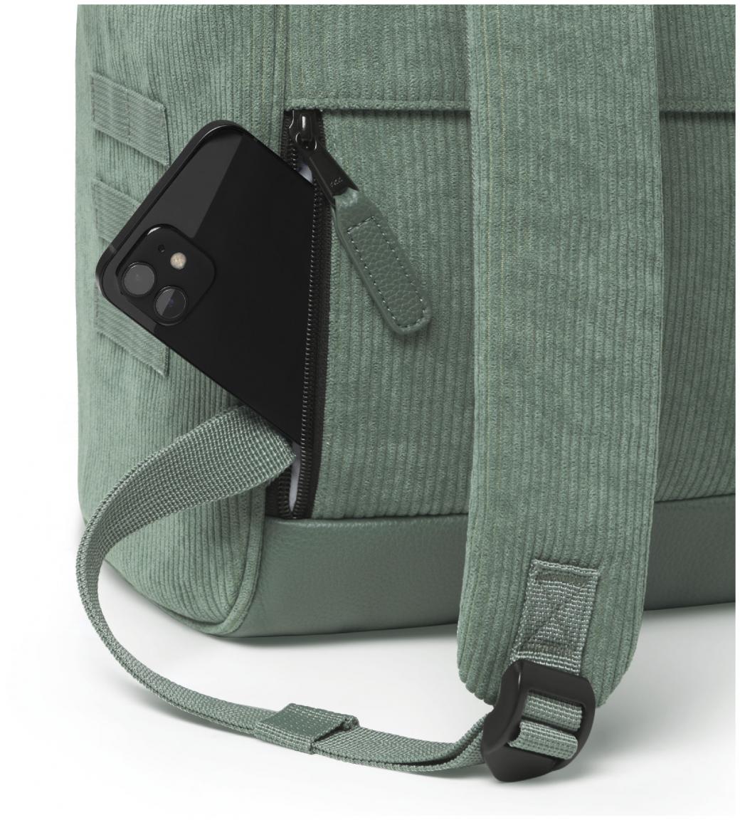 Cabaia Niagara grüner Cordsamt Tagesrucksack samtig Wechselpouch Medium
